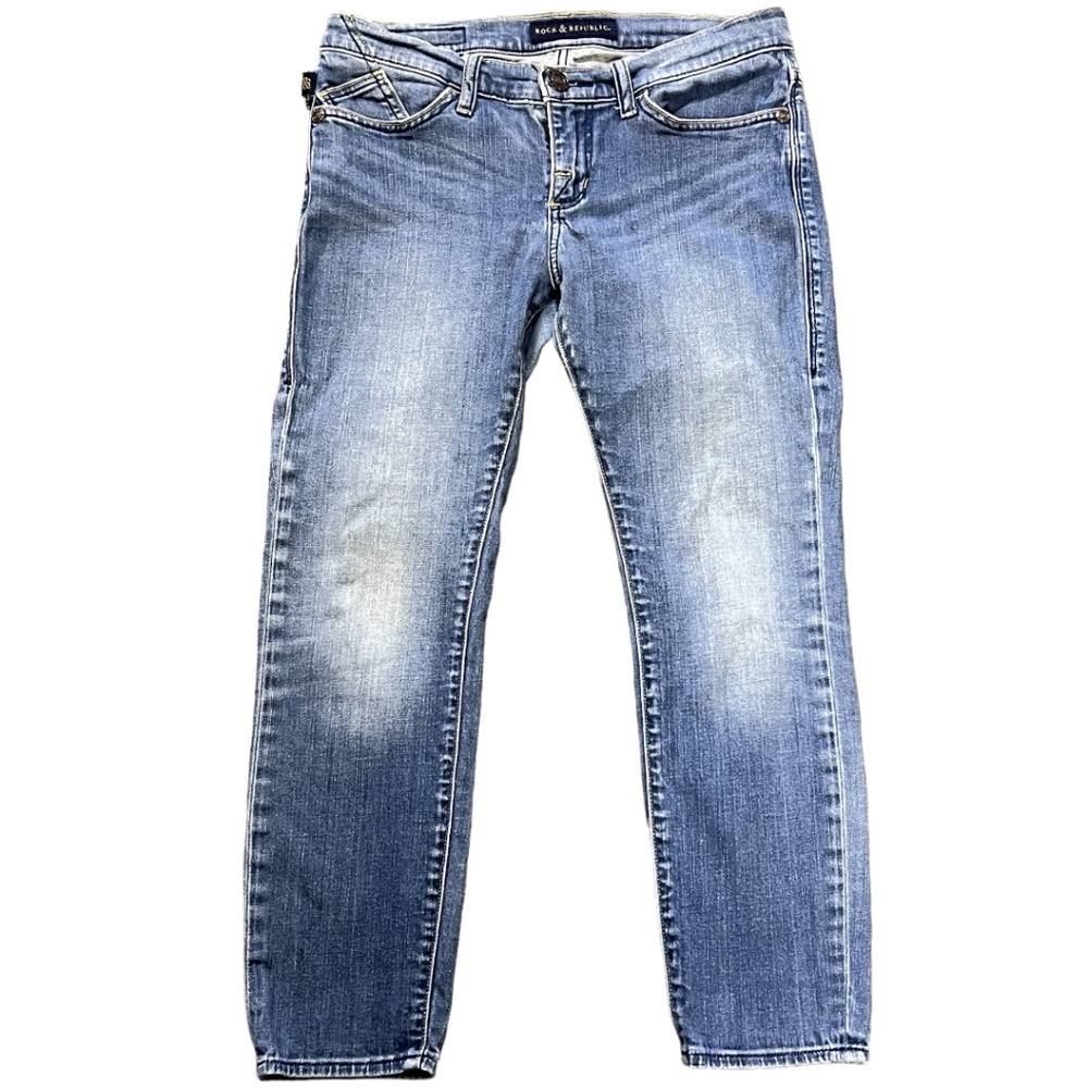 Rock & Republic Womens Crop Jeans Light Wash Stretch Denim Size 31 Cropped